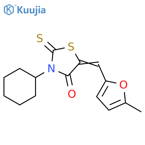 (5E)-3-cyclohexyl-5-(5-methylfuran-2-yl)methylidene-2-sulfanylidene-1,3-thiazolidin-4-one structure