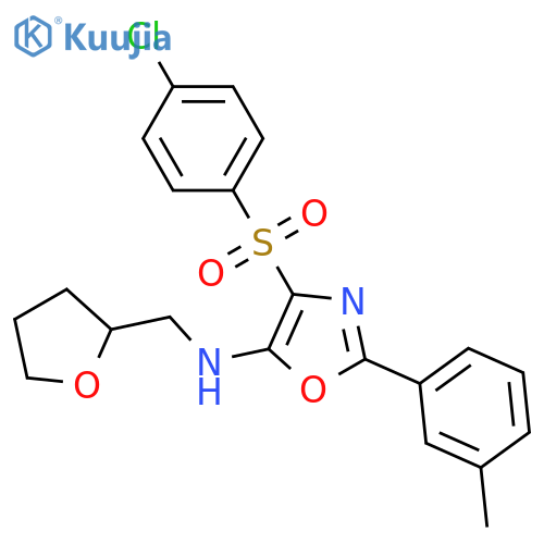 4-(4-chlorobenzenesulfonyl)-2-(3-methylphenyl)-N-(oxolan-2-yl)methyl-1,3-oxazol-5-amine structure