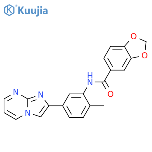 N-(5-{imidazo1,2-apyrimidin-2-yl}-2-methylphenyl)-2H-1,3-benzodioxole-5-carboxamide structure