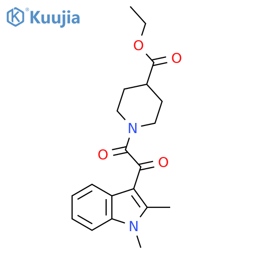ethyl 1-2-(1,2-dimethyl-1H-indol-3-yl)-2-oxoacetylpiperidine-4-carboxylate structure