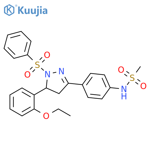 N-{4-1-(benzenesulfonyl)-5-(2-ethoxyphenyl)-4,5-dihydro-1H-pyrazol-3-ylphenyl}methanesulfonamide structure