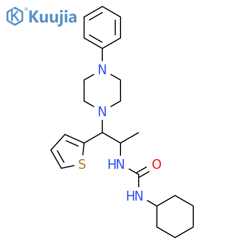 1-cyclohexyl-3-1-(4-phenylpiperazin-1-yl)-1-(thiophen-2-yl)propan-2-ylurea structure
