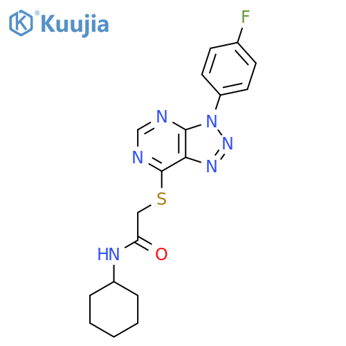 N-cyclohexyl-2-{3-(4-fluorophenyl)-3H-1,2,3triazolo4,5-dpyrimidin-7-ylsulfanyl}acetamide structure