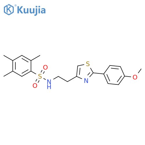 N-{2-2-(4-methoxyphenyl)-1,3-thiazol-4-ylethyl}-2,4,5-trimethylbenzene-1-sulfonamide structure