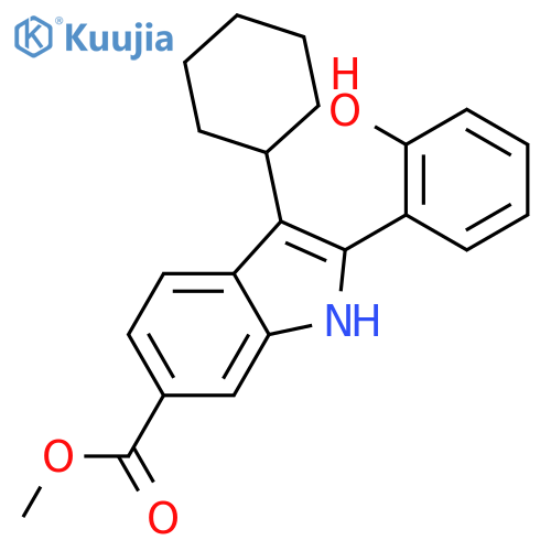 Methyl 3-cyclohexyl-2-(2-hydroxyphenyl)-1H-indole-6-carboxylate structure