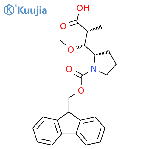 (2R,3R)-3-{(2S)-1-[(9H-Fluoren-9-ylmethoxy)carbonyl]pyrrolidin-2-yl}-3-methoxy-2-methylpropanoic acid structure