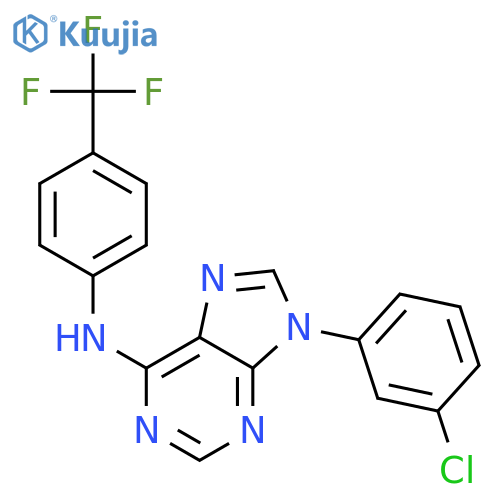9H-Purin-6-amine, 9-(3-chlorophenyl)-N-[4-(trifluoromethyl)phenyl]- structure