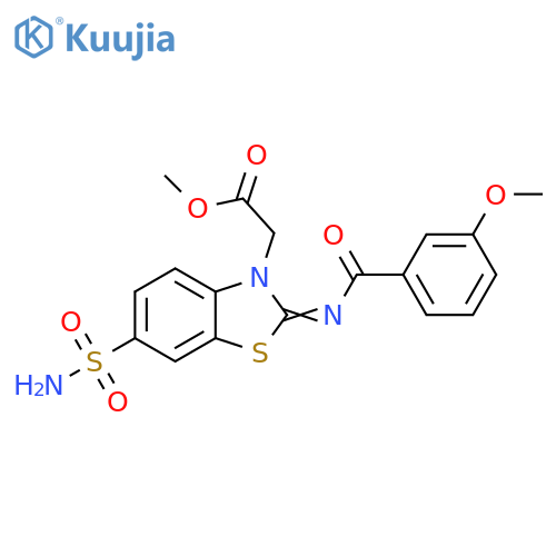 methyl 2-(2Z)-2-(3-methoxybenzoyl)imino-6-sulfamoyl-2,3-dihydro-1,3-benzothiazol-3-ylacetate structure