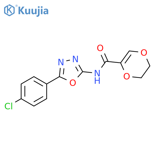 N-5-(4-chlorophenyl)-1,3,4-oxadiazol-2-yl-5,6-dihydro-1,4-dioxine-2-carboxamide structure