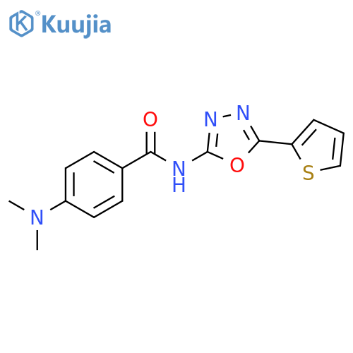 4-(dimethylamino)-N-5-(thiophen-2-yl)-1,3,4-oxadiazol-2-ylbenzamide structure