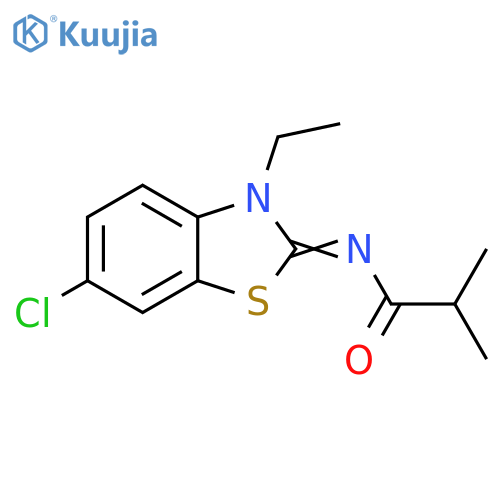 N-(2E)-6-chloro-3-ethyl-2,3-dihydro-1,3-benzothiazol-2-ylidene-2-methylpropanamide structure