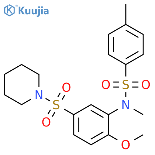 N-2-methoxy-5-(piperidine-1-sulfonyl)phenyl-N,4-dimethylbenzene-1-sulfonamide structure