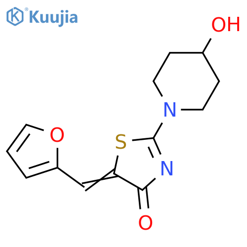 5-[(E)-2-FURYLMETHYLIDENE]-2-(4-HYDROXYPIPERIDINO)-1,3-THIAZOL-4(5H)-ONE structure