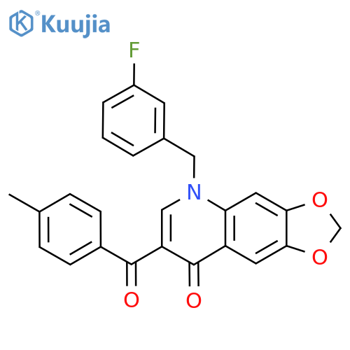 5-(3-fluorophenyl)methyl-7-(4-methylbenzoyl)-2H,5H,8H-1,3dioxolo4,5-gquinolin-8-one structure