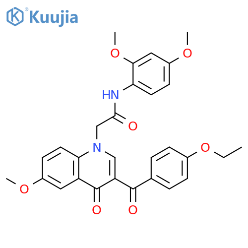 N-(2,4-dimethoxyphenyl)-2-3-(4-ethoxybenzoyl)-6-methoxy-4-oxo-1,4-dihydroquinolin-1-ylacetamide structure