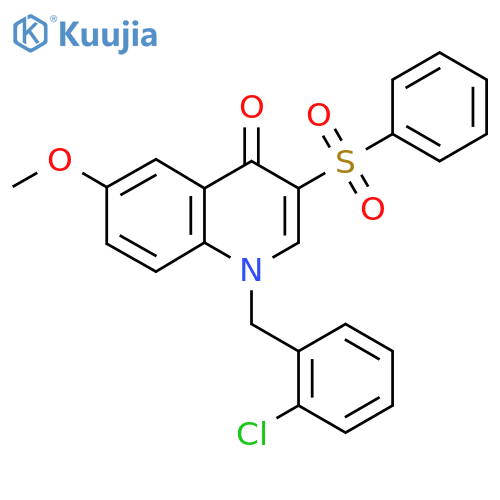 3-(benzenesulfonyl)-1-(2-chlorophenyl)methyl-6-methoxy-1,4-dihydroquinolin-4-one structure