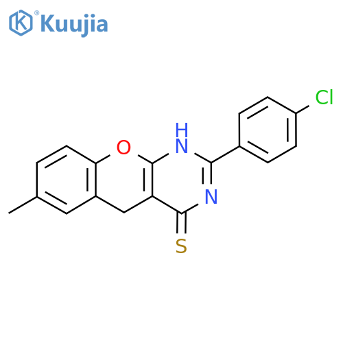 2-(4-chlorophenyl)-7-methyl-3H,4H,5H-chromeno2,3-dpyrimidine-4-thione structure