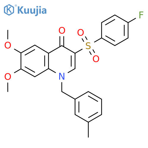 3-(4-fluorobenzenesulfonyl)-6,7-dimethoxy-1-(3-methylphenyl)methyl-1,4-dihydroquinolin-4-one structure