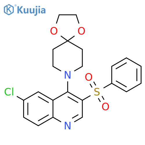 8-3-(benzenesulfonyl)-6-chloroquinolin-4-yl-1,4-dioxa-8-azaspiro4.5decane structure