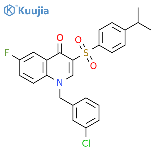 1-(3-chlorophenyl)methyl-6-fluoro-3-4-(propan-2-yl)benzenesulfonyl-1,4-dihydroquinolin-4-one structure
