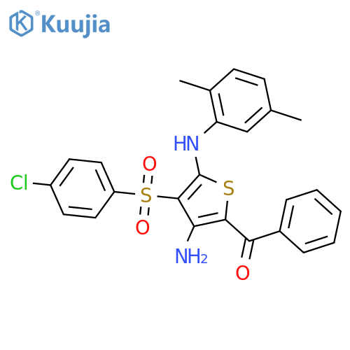 5-benzoyl-3-(4-chlorobenzenesulfonyl)-N2-(2,5-dimethylphenyl)thiophene-2,4-diamine structure