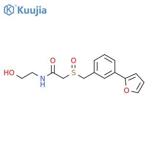 Acetamide, 2-[[[3-(2-furanyl)phenyl]methyl]sulfinyl]-N-(2-hydroxyethyl)- structure