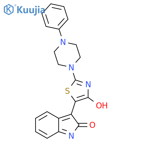 3-(5Z)-4-oxo-2-(4-phenylpiperazin-1-yl)-4,5-dihydro-1,3-thiazol-5-ylidene-2,3-dihydro-1H-indol-2-one structure