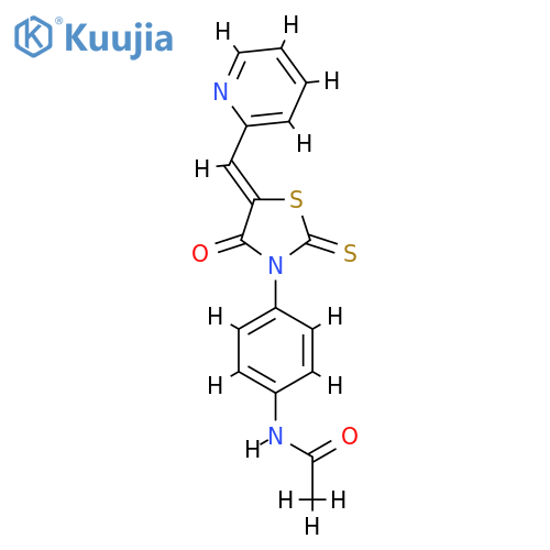 N-{4-(5Z)-4-oxo-5-(pyridin-2-yl)methylidene-2-sulfanylidene-1,3-thiazolidin-3-ylphenyl}acetamide structure
