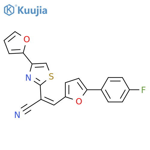 (2E)-3-5-(4-fluorophenyl)furan-2-yl-2-4-(furan-2-yl)-1,3-thiazol-2-ylprop-2-enenitrile structure