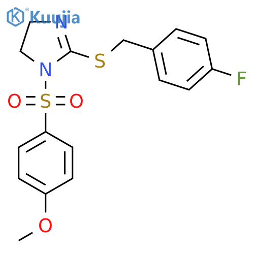 2-{(4-fluorophenyl)methylsulfanyl}-1-(4-methoxybenzenesulfonyl)-4,5-dihydro-1H-imidazole structure