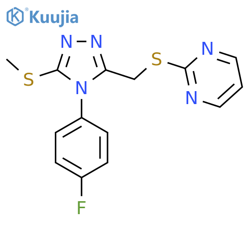 2-({4-(4-fluorophenyl)-5-(methylsulfanyl)-4H-1,2,4-triazol-3-ylmethyl}sulfanyl)pyrimidine structure