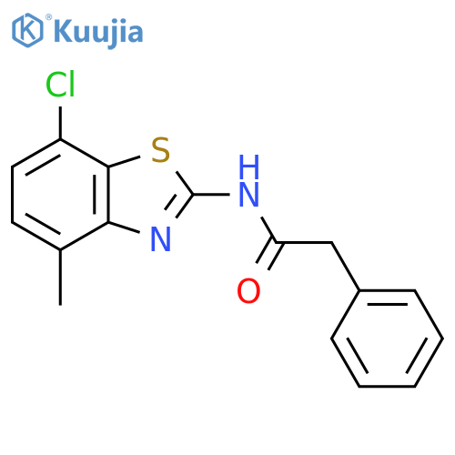 N-(7-chloro-4-methyl-1,3-benzothiazol-2-yl)-2-phenylacetamide structure