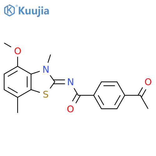 4-acetyl-N-(2Z)-4-methoxy-3,7-dimethyl-2,3-dihydro-1,3-benzothiazol-2-ylidenebenzamide structure