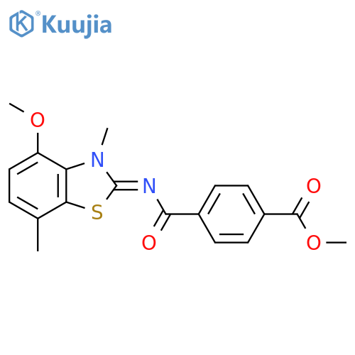 methyl 4-{(2Z)-4-methoxy-3,7-dimethyl-2,3-dihydro-1,3-benzothiazol-2-ylidenecarbamoyl}benzoate structure