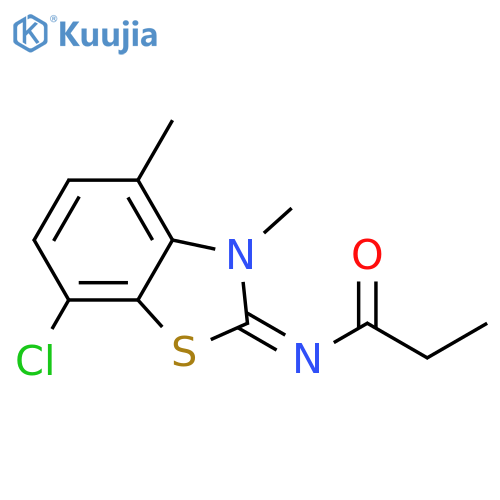 N-(2Z)-7-chloro-3,4-dimethyl-2,3-dihydro-1,3-benzothiazol-2-ylidenepropanamide structure