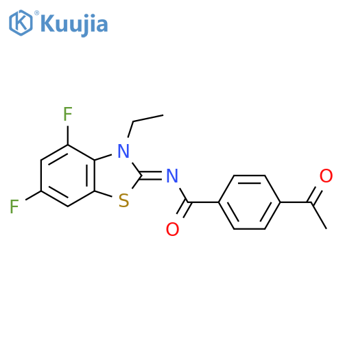 4-acetyl-N-(2Z)-3-ethyl-4,6-difluoro-2,3-dihydro-1,3-benzothiazol-2-ylidenebenzamide structure