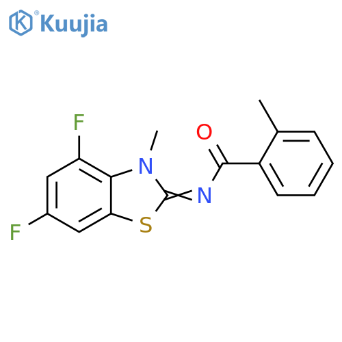 N-(2Z)-4,6-difluoro-3-methyl-2,3-dihydro-1,3-benzothiazol-2-ylidene-2-methylbenzamide structure