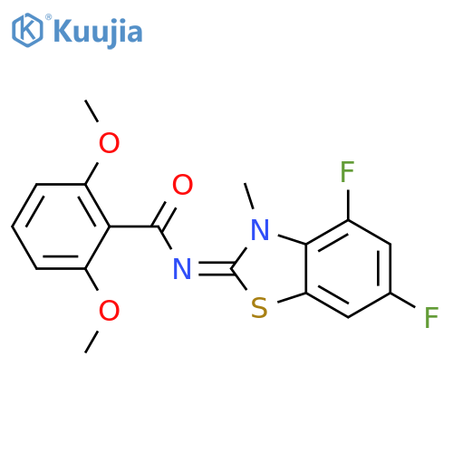 N-(2Z)-4,6-difluoro-3-methyl-2,3-dihydro-1,3-benzothiazol-2-ylidene-2,6-dimethoxybenzamide structure