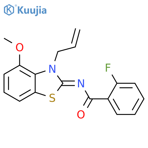 2-fluoro-N-(2Z)-4-methoxy-3-(prop-2-en-1-yl)-2,3-dihydro-1,3-benzothiazol-2-ylidenebenzamide structure