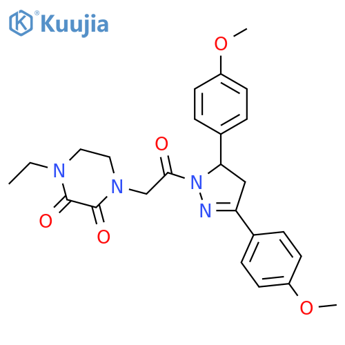 1-{2-3,5-bis(4-methoxyphenyl)-4,5-dihydro-1H-pyrazol-1-yl-2-oxoethyl}-4-ethylpiperazine-2,3-dione structure
