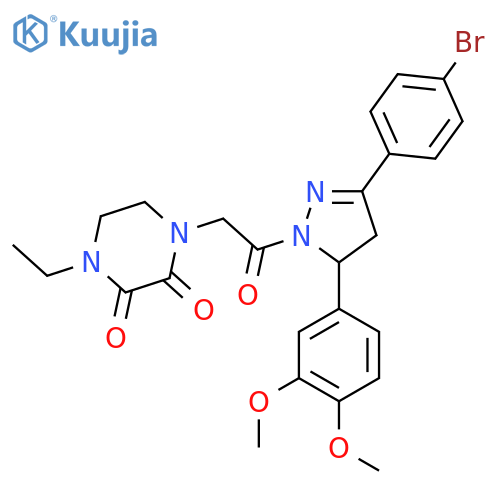 1-{2-3-(4-bromophenyl)-5-(3,4-dimethoxyphenyl)-4,5-dihydro-1H-pyrazol-1-yl-2-oxoethyl}-4-ethylpiperazine-2,3-dione structure