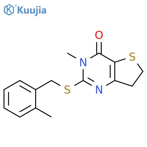 3-methyl-2-{(2-methylphenyl)methylsulfanyl}-3H,4H,6H,7H-thieno3,2-dpyrimidin-4-one structure
