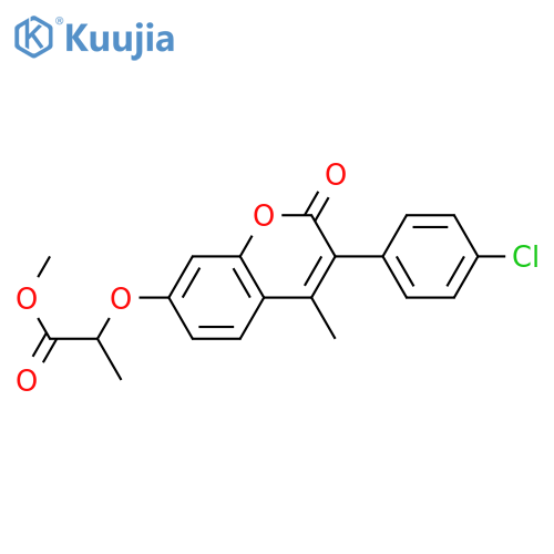 methyl 2-{3-(4-chlorophenyl)-4-methyl-2-oxo-2H-chromen-7-yloxy}propanoate structure