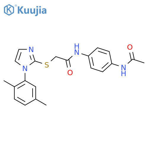 2-{1-(2,5-dimethylphenyl)-1H-imidazol-2-ylsulfanyl}-N-(4-acetamidophenyl)acetamide structure