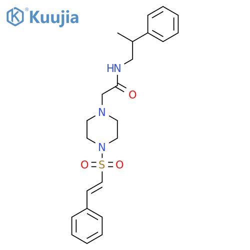 2-[4-(2-phenylethenesulfonyl)piperazin-1-yl]-N-(2-phenylpropyl)acetamide structure