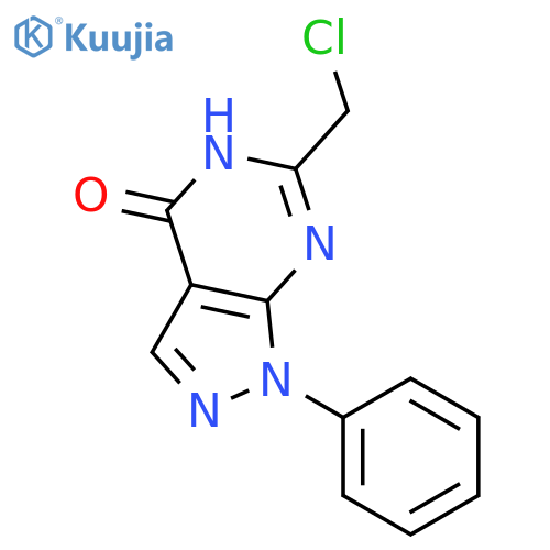6-(chloromethyl)-1-phenyl-1H,4H,5H-pyrazolo[3,4-d]pyrimidin-4-one structure