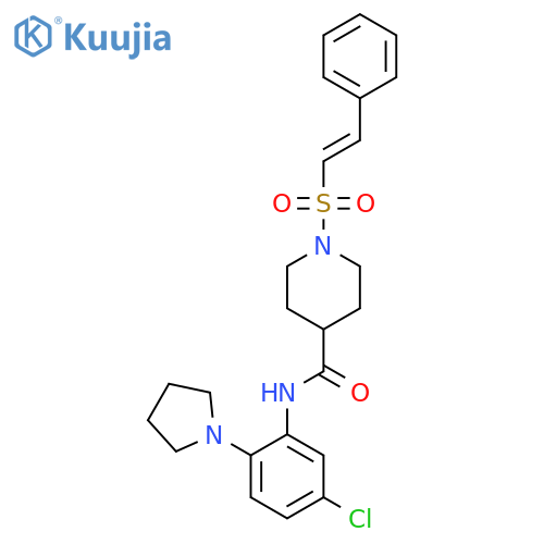N-[5-chloro-2-(pyrrolidin-1-yl)phenyl]-1-(2-phenylethenesulfonyl)piperidine-4-carboxamide structure
