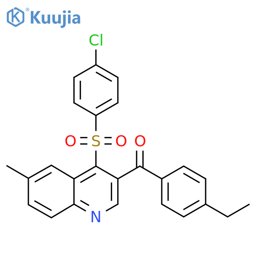 4-(4-chlorobenzenesulfonyl)-3-(4-ethylbenzoyl)-6-methylquinoline structure