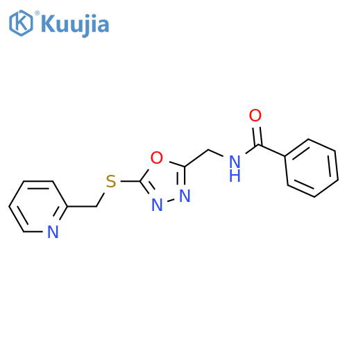 N-(5-{(pyridin-2-yl)methylsulfanyl}-1,3,4-oxadiazol-2-yl)methylbenzamide structure