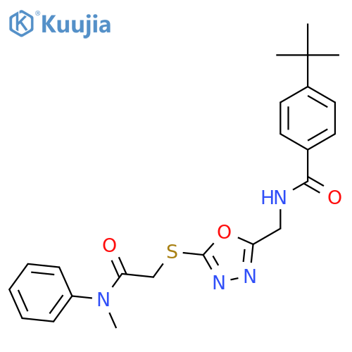 4-tert-butyl-N-{5-({methyl(phenyl)carbamoylmethyl}sulfanyl)-1,3,4-oxadiazol-2-ylmethyl}benzamide structure